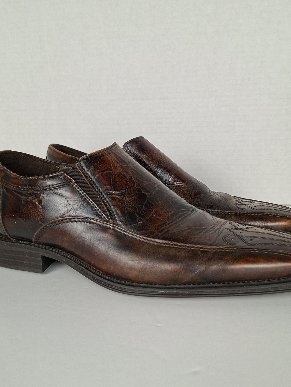Nicola Benson Italian Leather Dress Loafer Brown Shoes Size 40 Western Style